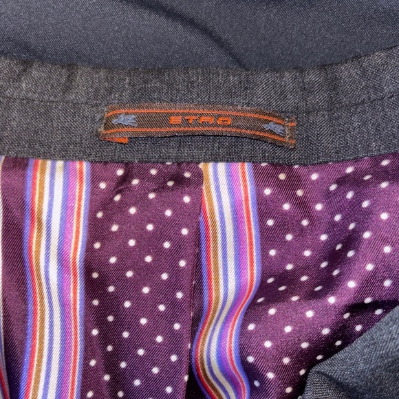 Etro Men's Charcoal Gray Blazer Vibrant Lining made in Italy 52 EU or 42 Jacket - Picture 9 of 15